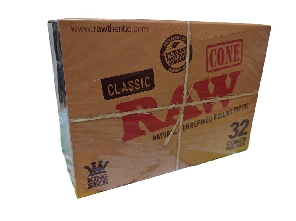 Master Case 12 packs of 32 RAW King Size Classic Pre-Rolled Cones~New In Box