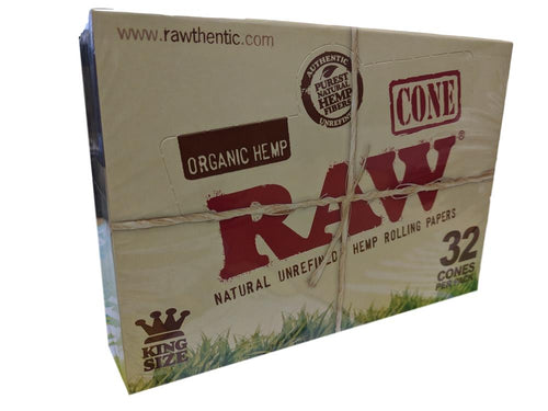 Master Case 12 packs of 32 RAW King Size Organic Pre-Rolled Cones~New In Box